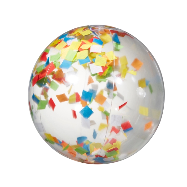 16" clear PVC inflatable beach ball with multi-color confetti fill.... from ASI 63549 Jornik Manufacturing Corp / Jornik
