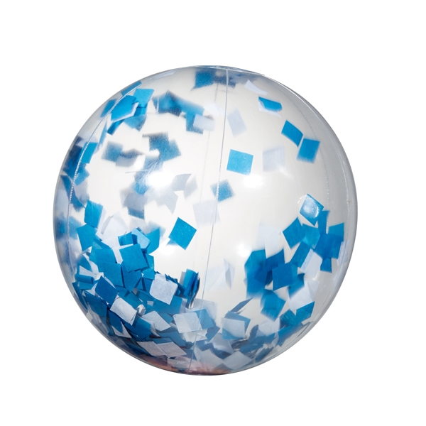 16" clear PVC inflatable beach ball with blue and white confetti... from ASI 63549 Jornik Manufacturing Corp / Jornik