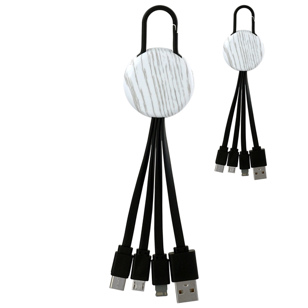 WHITE WOOD CLIP 3 IN 1 CHARGING CABLE... from ASI 30208 A P Specialties / AP Specialties