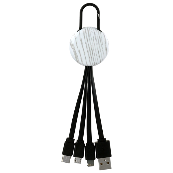 WHITE WOOD CLIP 3 IN 1 CHARGING CABLE... from ASI 30208 A P Specialties / AP Specialties