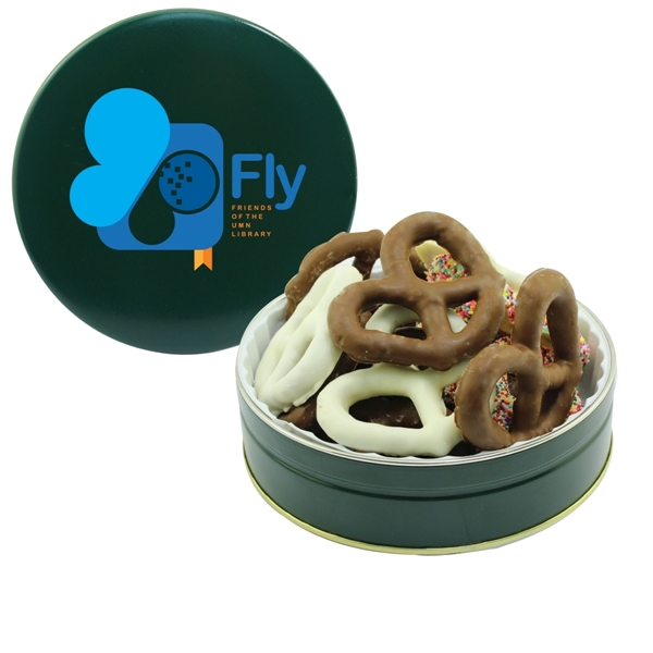 Tin filled with multiple filler options of good gift snacks and... from ASI 61125 Hit Promotional Products