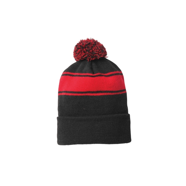 Popular classic beanie with three stripes and a two-tone pom... from ASI 98085 Wolfmark