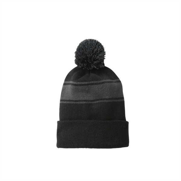 Popular classic beanie with three stripes and a two-tone pom... from ASI 98085 Wolfmark