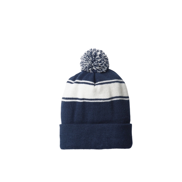 Popular classic beanie with three stripes and a two-tone pom... from ASI 98085 Wolfmark