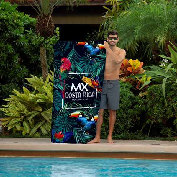 35" x 70" beach towel made of a polyester front, reverses... from ASI 79750 Pro Towels / Pro Vision