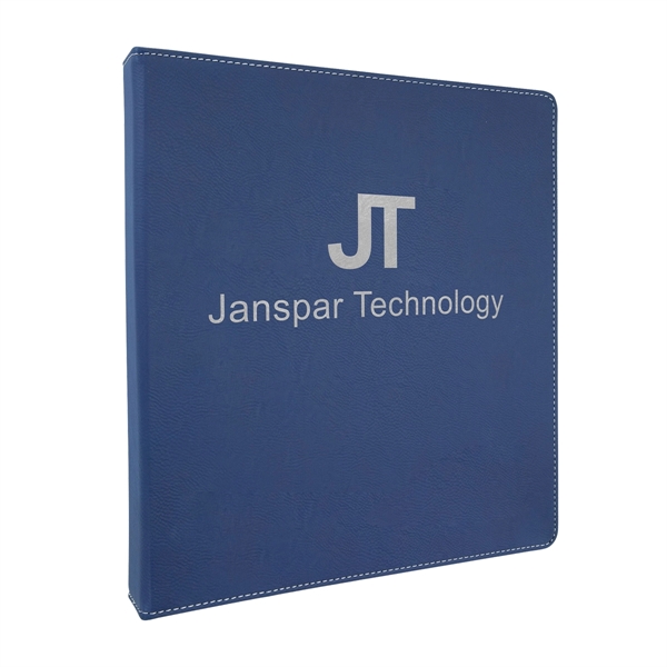 10.5" x 11.5" x 1.5" blue and silver PU leatherette 3-ring... from ASI 74601 Calico