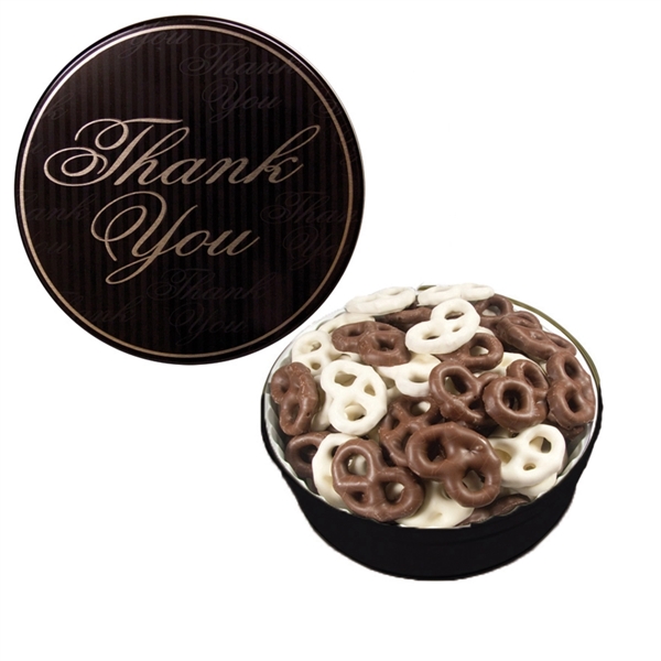 Tin filled with multiple filler options of good gift snacks and... from ASI 61125 Hit Promotional Products