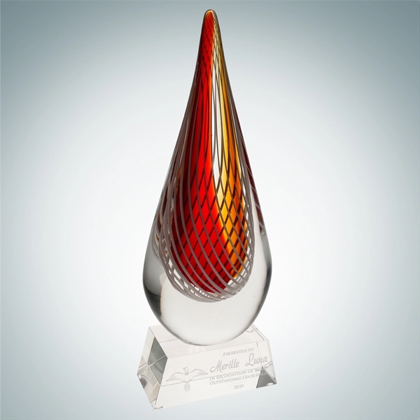 The Art Glass Red Orange Narrow Teardrop Award consist of both... from ASI 47791 Best Deal Awards