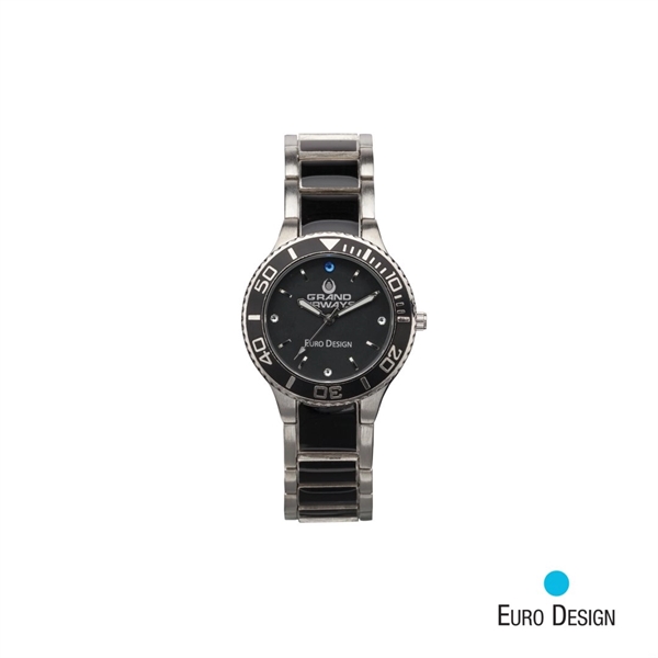 Fashion forward ceramic and stainless steel watch... from ASI 84592 St Regis Group