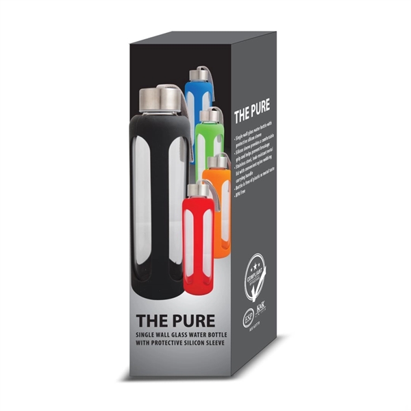 Single wall glass water bottle with protective silicone sleeve... from ASI 84592 St Regis Group