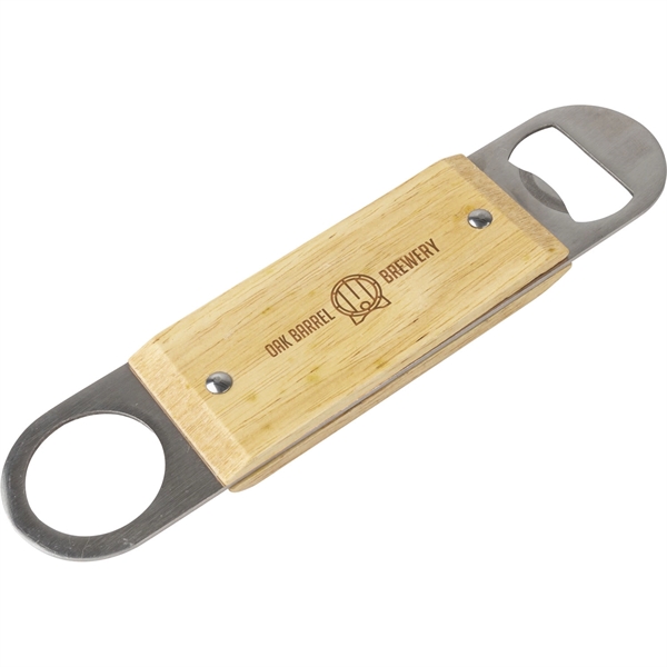 Wooden paddle bottle opener with thumb hole for hanging on a... from ASI 54100 Fields Manufacturing Inc / TargetLine®