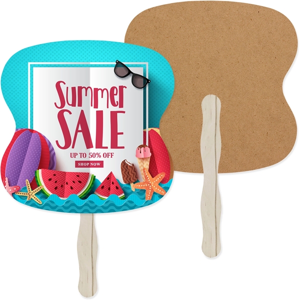 Hand fan made of 18pt recycled board stock with UV coating.... from ASI 54100 Fields Manufacturing Inc / TargetLine®