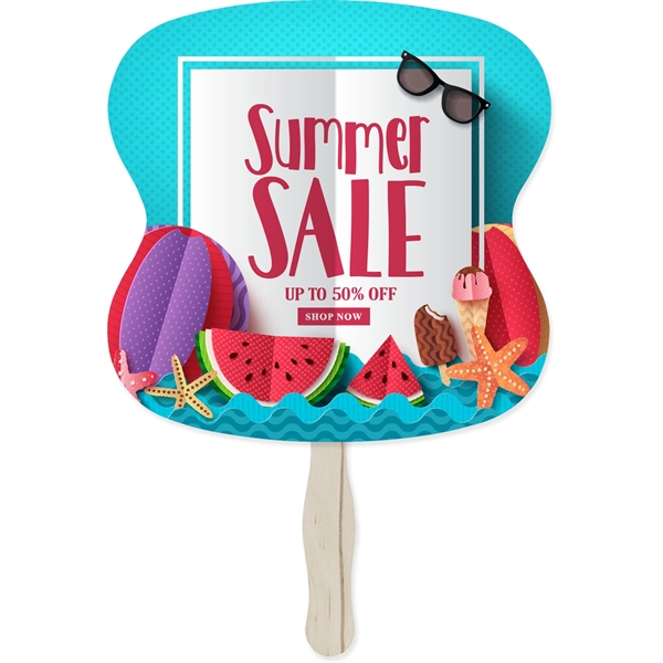 Hand fan made of 18pt recycled board stock with UV coating.... from ASI 54100 Fields Manufacturing Inc / TargetLine®