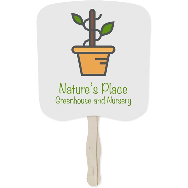 Hand fan made of 18pt recycled board stock with UV coating.... from ASI 54100 Fields Manufacturing Inc / TargetLine®