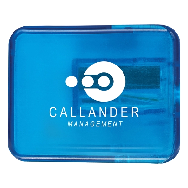 Manual pencil sharpener available in various translucent colors with flip top... from ASI 61125 Hit Promotional Products / Hit®