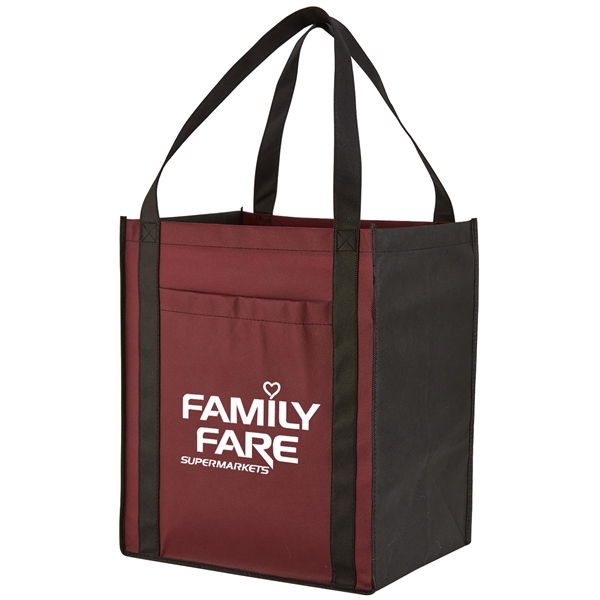 15" x 13" x 10" large non-woven grocery tote with pocket,... from ASI 52840 Evans Manufacturing
