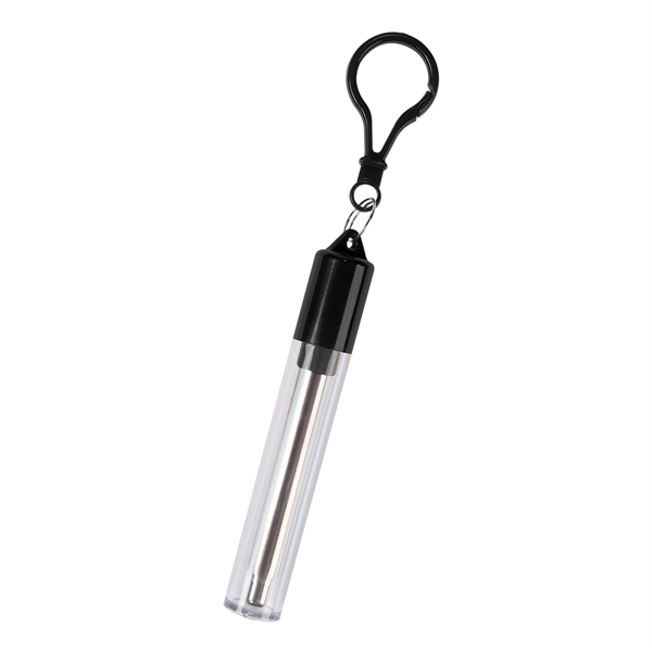 9" collapsible, reusable stainless steel straw with silicone tip and wire... from ASI 61125 Hit Promotional Products / Hit®