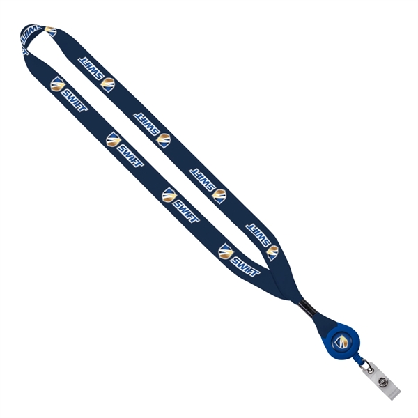 3/4" x 16" recycled PET lanyard with badge reel and crimp... from ASI 88060 Snugz/USA Inc / SnugZ USA®