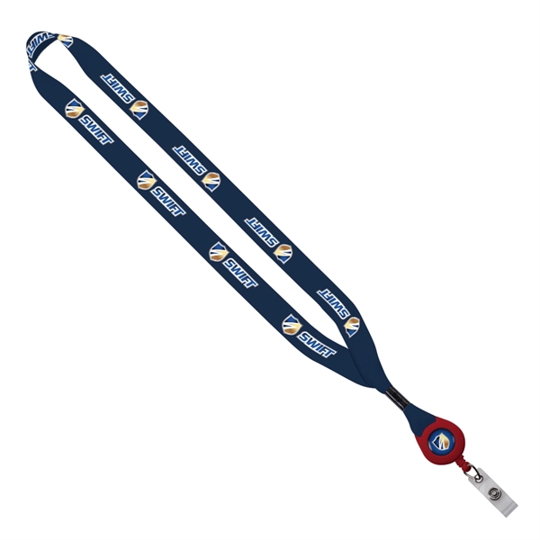 3/4" x 16" recycled PET lanyard with badge reel and crimp... from ASI 88060 Snugz/USA Inc / SnugZ USA®