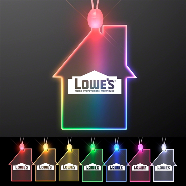 Imprinted House Light Up Acrylic Necklace with LED... from ASI 34194 ALightPromos / Alight Promotional Products