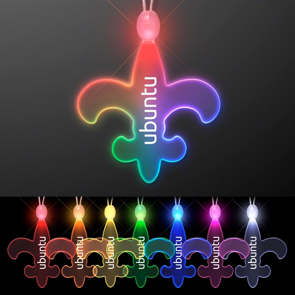 Fleur de Lis Acrylic Necklace with LEDs.... from ASI 34194 ALightPromos / Alight Promotional Products