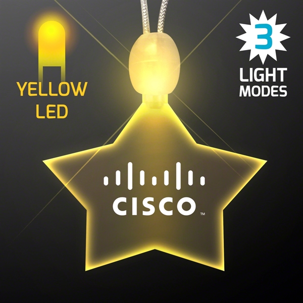 Crystal clear star acrylic necklace with imprint and 3 light up... from ASI 34194 ALightPromos / Alight Promotional Products
