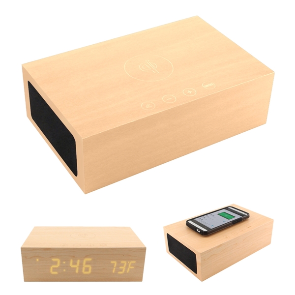 Wireless charging station that's also an alarm clock, wireless speaker and... from ASI 61125 Hit Promotional Products / Hit®