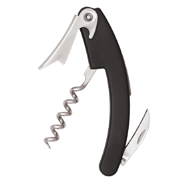Waiter's corkscrew that's nickel-plated with a black plastic handle and 4... from ASI 55450 Franmara Inc