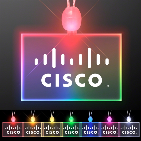 Light-up promotional acrylic rectangle necklaces w/LED Domestic 3-5 Day Imprint Also... from ASI 34194 ALightPromos / Alight Promotional Products