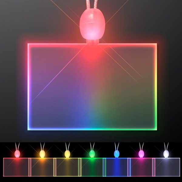 Light-up promotional acrylic rectangle necklaces w/LED Domestic 3-5 Day Imprint Also... from ASI 34194 ALightPromos / Alight Promotional Products