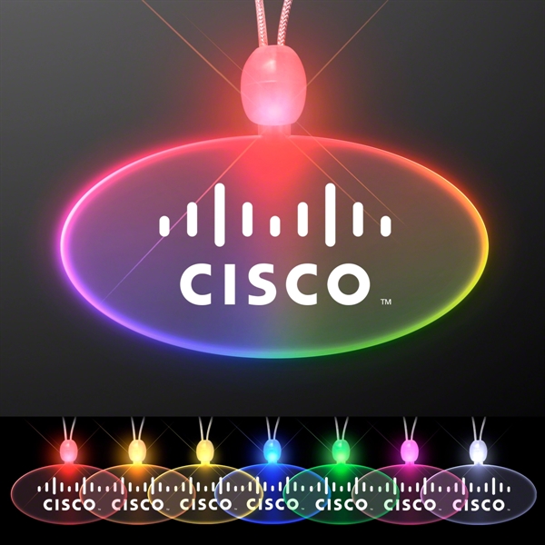 Light up promotional acrylic oval necklaces with LED.... from ASI 34194 ALightPromos / Alight Promotional Products