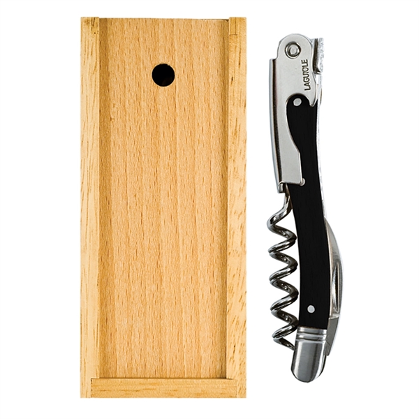 Waiter's corkscrew set that features a stainless steel worm and ebony-inserted... from ASI 55450 Franmara Inc