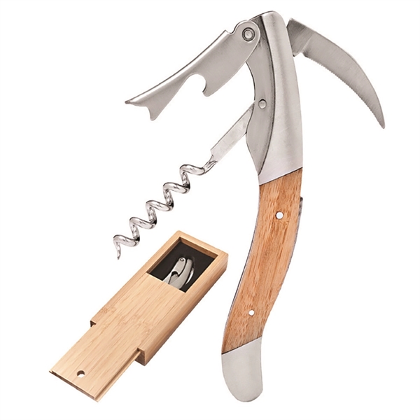 Waiter's corkscrew that features a bamboo handle and comes in a... from ASI 55450 Franmara Inc