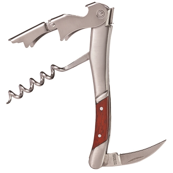 Waiter's corkscrew that features a rosewood insert handle and a double... from ASI 55450 Franmara Inc