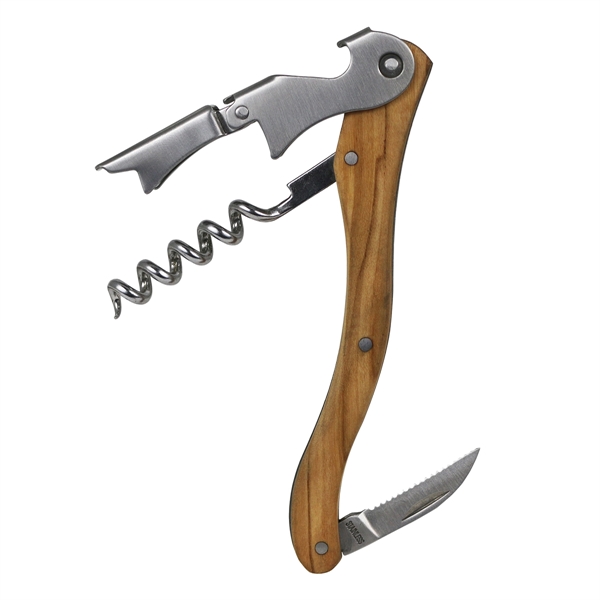 Waiter's corkscrew that features a olivewood handle and a double lever.... from ASI 55450 Franmara Inc