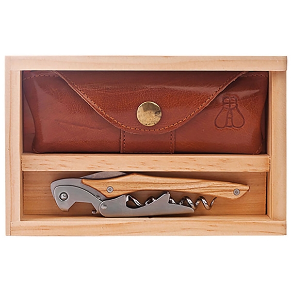 Waiter's corkscrew that features an Italian olive wood handle, includes a... from ASI 55450 Franmara Inc