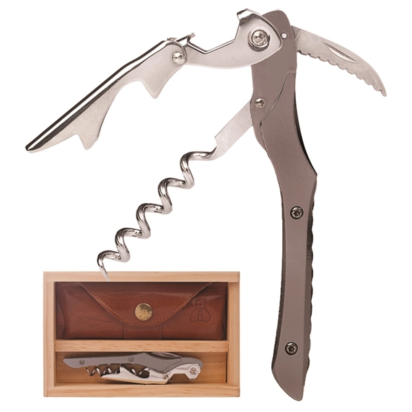 Waiter's corkscrew that features a bronze aluminum handle in a wood... from ASI 55450 Franmara Inc