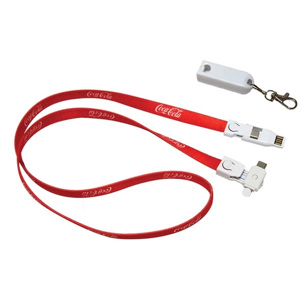 3-in-1 Dual Lanyard Cable with a Type-C connector and micro USB/lightning... from ASI 63776 KTI Networks Inc / KTI Promo