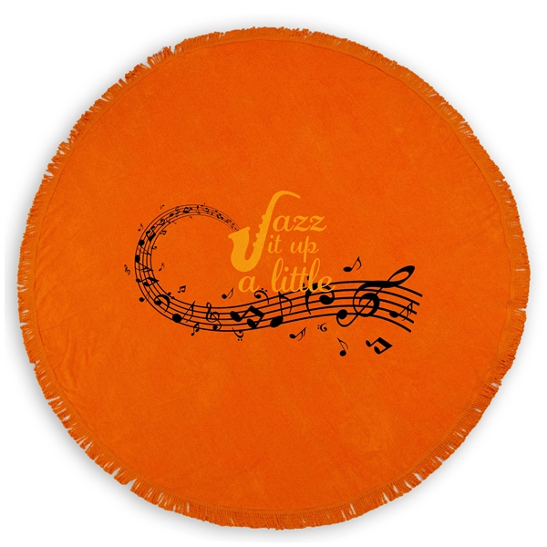 60" diameter round colored beach towel with fringes. 20 lbs./doz., 100%... from ASI 79750 Pro Towels