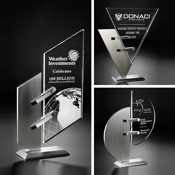 Starfire glass award with satin finish hand-brushed aluminum base.... from ASI 84592 St Regis Group / R S Owens & Co Inc