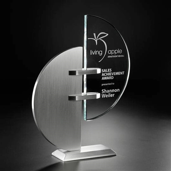 Starfire glass award with satin finish hand-brushed aluminum base.... from ASI 84592 St Regis Group / R S Owens & Co Inc