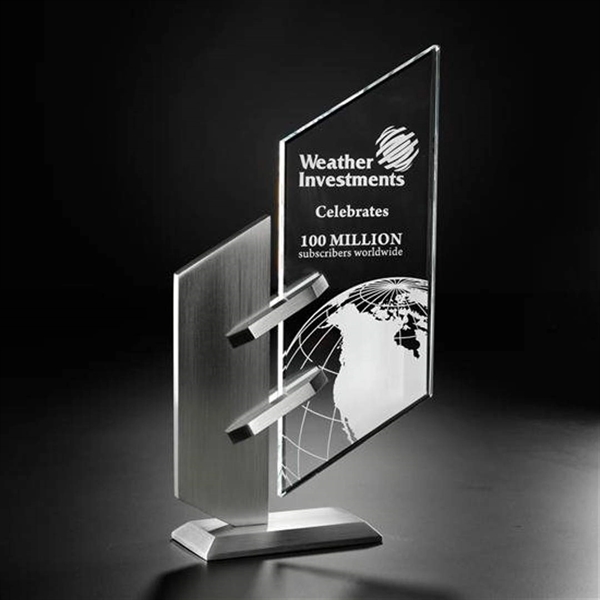 Starfire glass award with satin finish hand-brushed aluminum base.... from ASI 84592 St Regis Group / R S Owens & Co Inc