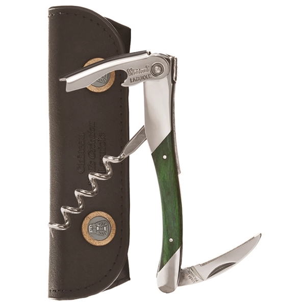 Waiter's corkscrew that features a green stamina wooden handle.... from ASI 55450 Franmara Inc