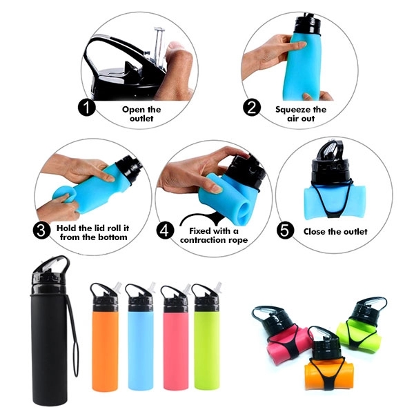 9" x 4 3/4" roll-up water bottle made of plastic with... from ASI 63776 KTI Networks Inc / KTI Promo