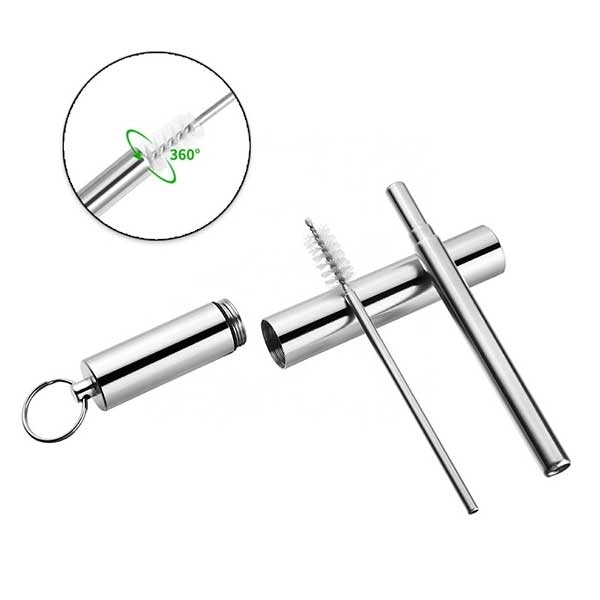 Retract-A-Straw with a telescopic straw, cleaning brush, and a stainless steel... from ASI 63776 KTI Networks Inc / KTI Promo