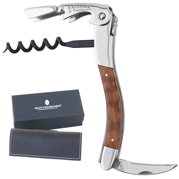 Handcrafted two-lever corkscrew with wood handle and leather pouch... from ASI 55450 Franmara Inc