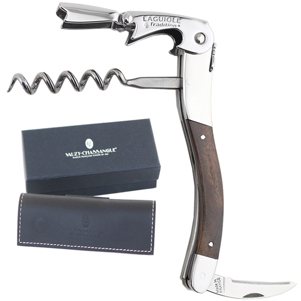 Handcrafted two-lever corkscrew with wood handle and leather pouch... from ASI 55450 Franmara Inc