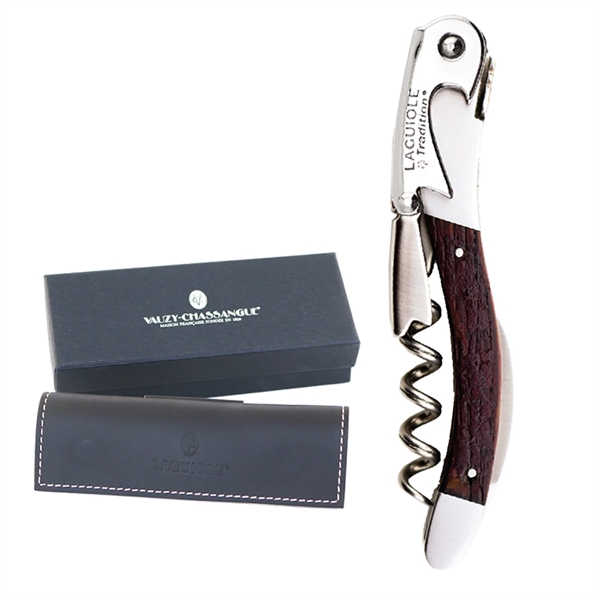 Handcrafted two-lever corkscrew with wood handle and leather pouch... from ASI 55450 Franmara Inc