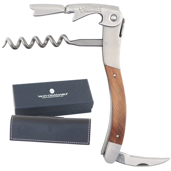 Handcrafted two-lever corkscrew with wood handle and leather pouch... from ASI 55450 Franmara Inc