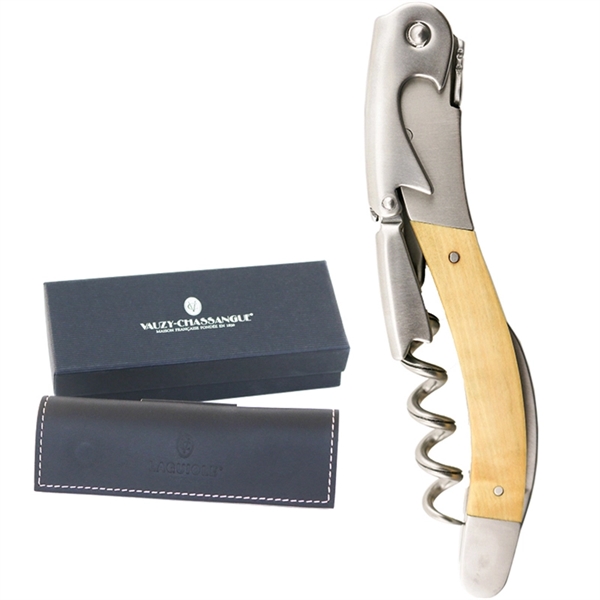 Handcrafted two-lever corkscrew with wood handle and leather pouch... from ASI 55450 Franmara Inc